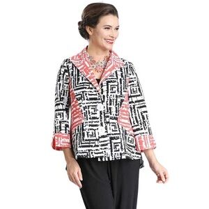 IC by CONNIE K Collection Textured Geo Print Blazer Jacket Women’s XL Art Modest
